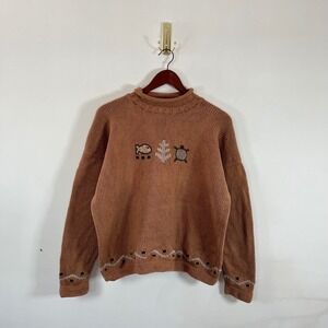 Planet Earth Imports Roll Neck Knit Sweater Hand Loomed Cotton Size 2 Gorpcore